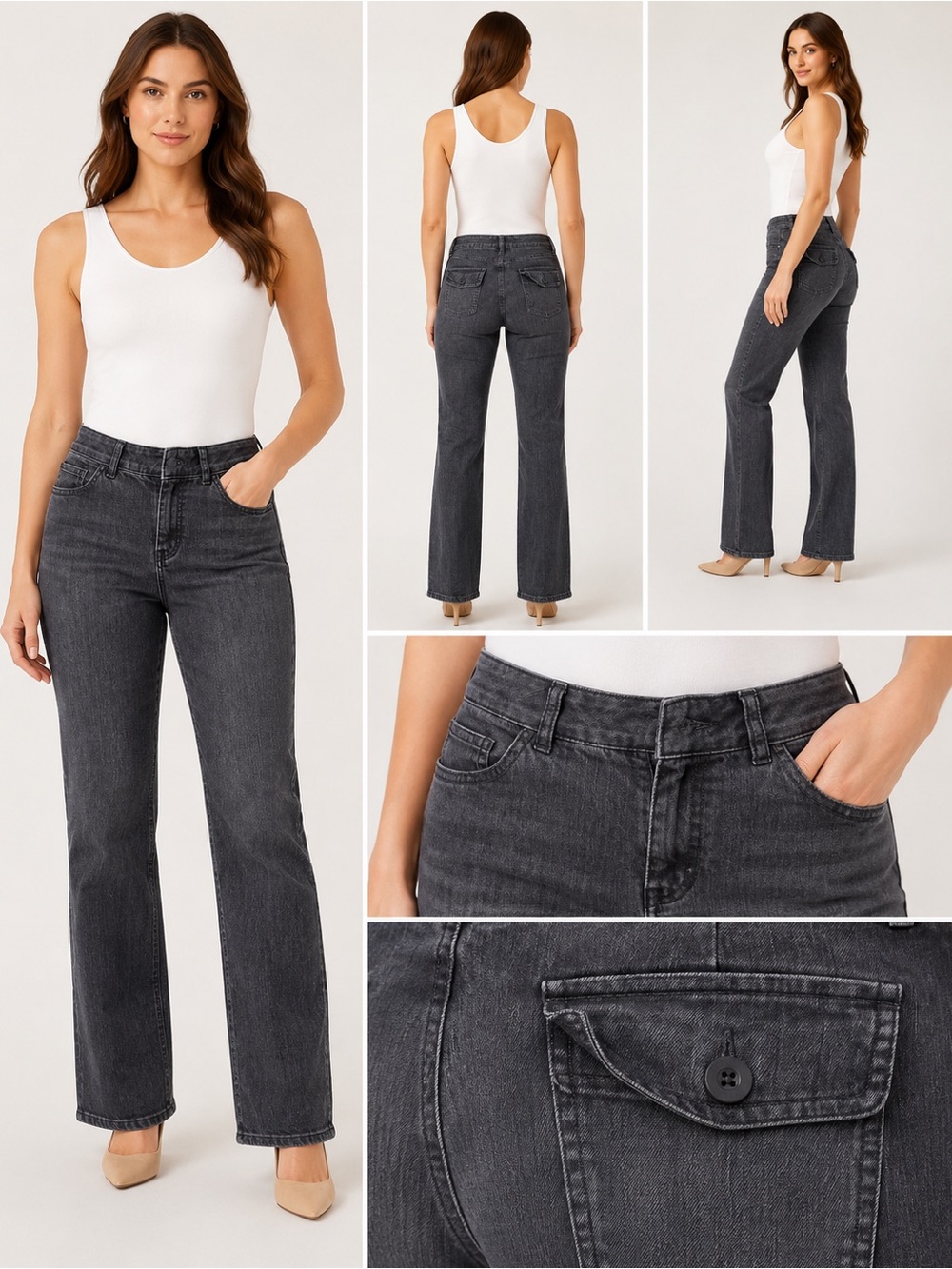 Kenneth Cole Reaction Dark Charcoal Straight Leg Jeans